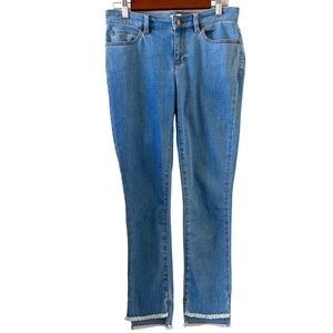 Eileen Fisher Organic Cotton Slim Raw Step Hem Ankle Jeans Size 4